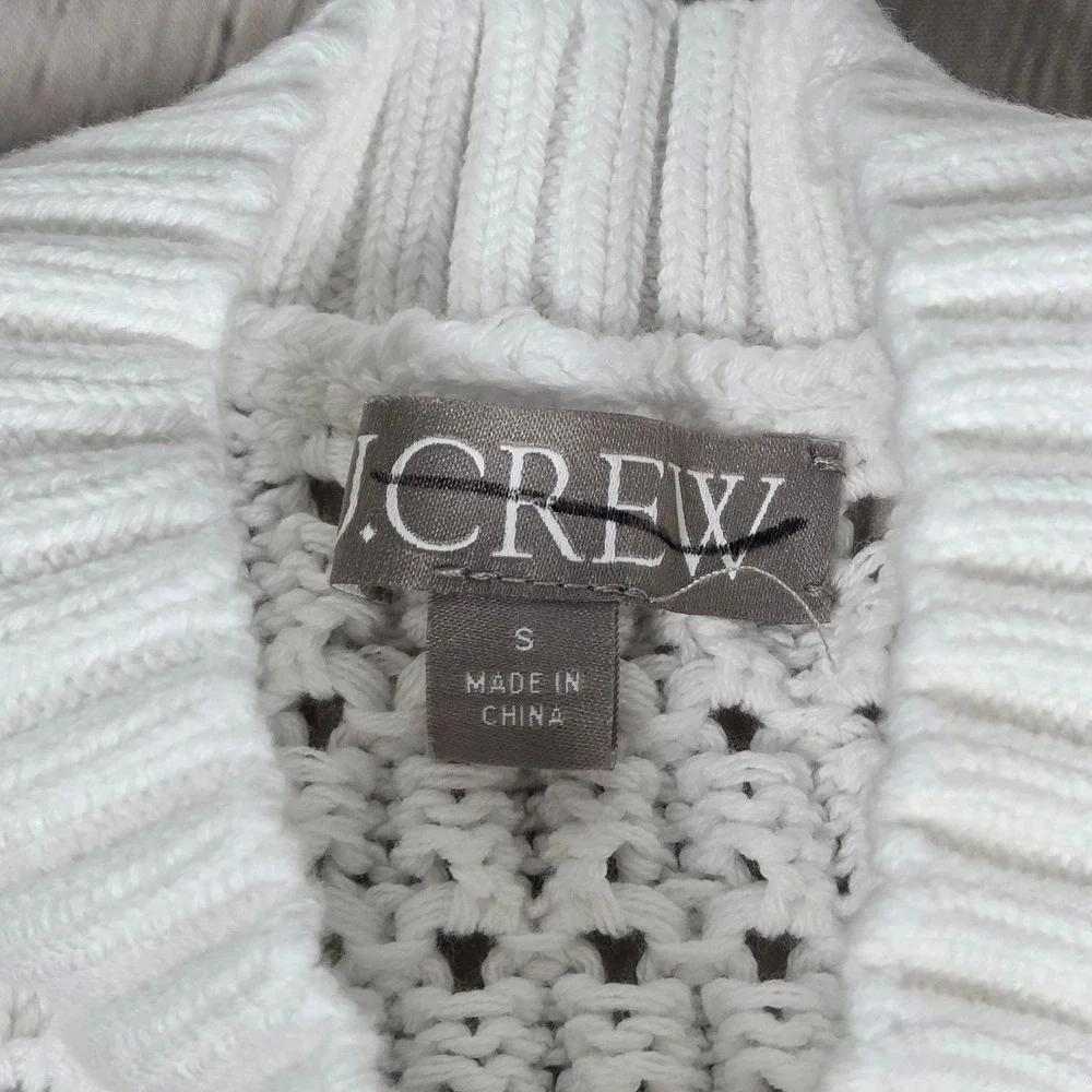 J. Crew Pointelle Crewneck Sweater in White‎ S BZ498